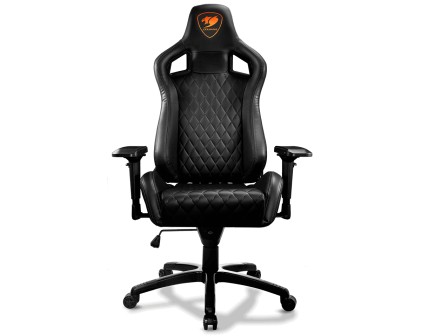 Cougar Armor S Royal Gaming Chair In Pelle Pvc, Pattern A Forma Di Diamante, Schienale E Braccioli Regolabili, Supporto Lombare, Base In Acciaio, Fino A 120Kg, Nero