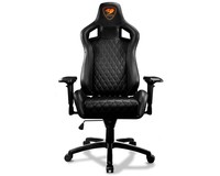 Cougar Armor S Royal Gaming Chair In Pelle Pvc, Pattern A Forma Di Diamante, Schienale E Braccioli Regolabili, Supporto Lombare, Base In Acciaio, Fino A 120Kg, Nero