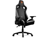 Cougar Armor S Royal Gaming Chair In Pelle Pvc, Pattern A Forma Di Diamante, Schienale E Braccioli Regolabili, Supporto Lombare, Base In Acciaio, Fino A 120Kg, Nero
