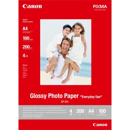 ORIGINALE Canon Carta Bianco 0775B001 GP-501 Carta fotografica, DIN A4, 200 g/mІ, 100 fogli, brillante