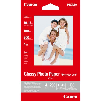 ORIGINALE Canon Carta Bianco 0775B003 GP-501 carta fotografica, 10 x 15 cm, 210 g/mІ, 100 pagine, glossy