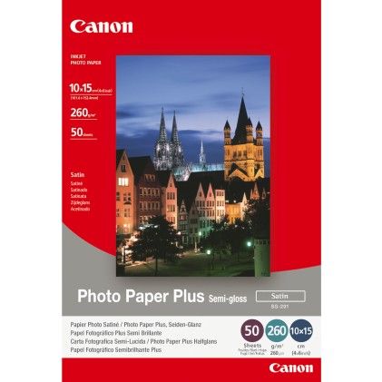 ORIGINALE Canon Carta Bianco 1686B015 SG-201 carta fotografica, 10 x 15 cm, 260 gr/mІ, 50 pagine, semigloss