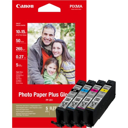 Canon CLI581XL Confezione da 4 cartucce d inchiostro originali - 50 fogli di carta fotografica - 2052C004
