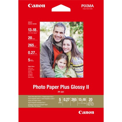 ORIGINALE Canon Carta Bianco 2311B018 PP-201 Carta fotografica, 13 x 18 cm, 275 g/mІ, 20 fogli, glossy