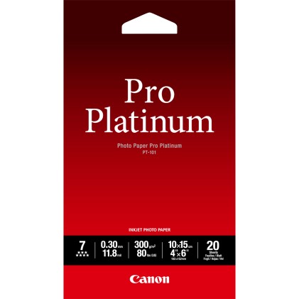 ORIGINALE Canon Carta Bianco 2768B013 PT-101 Carta fotografica, 10 x 15 cm, 300 g/mІ, 20 fogli, Pro Platinum