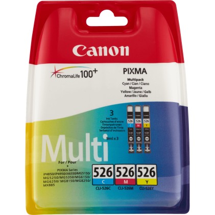 Canon Cart Ink Multipack Cli-526 Ciano + Magenta + Giallo