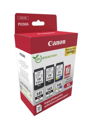 Canon PG-545XL/CL-546XL Confezione multipla da 3 cartucce originali + 50 fogli di carta fotografica - 8286B015