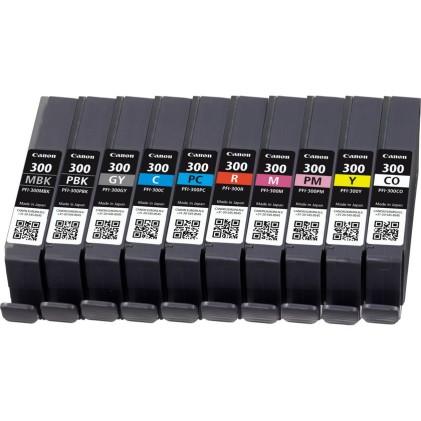 ORIGINALE Canon Multipack Nero (opaco) / Nero (Foto) / ciano / magenta / giallo / ciano / magenta / Rosso / Grigio / Trasparente PFI-300 10 Tintentanks 4192C008