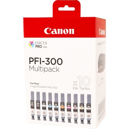ORIGINALE Canon Multipack Nero (opaco) / Nero (Foto) / ciano / magenta / giallo / ciano / magenta / Rosso / Grigio / Trasparente PFI-300 10 Tintentanks 4192C008