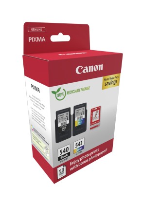 ORIGINALE Canon Value Pack nero / differenti colori / Bianco PG-540+CL-541 + 10x15 cm Fotopapier 50 fogli 360 pagine