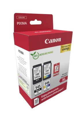 ORIGINALE Canon Value Pack nero / differenti colori PG-545XL + CL-546XL + 10x15 cm Fotopapier 50 fogli 700 pagine