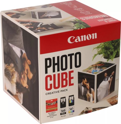 ORIGINALE Canon Value Pack nero / differenti colori PG-560+CL-561 Photo Cube Creative Pack + 13x13 cm Fotopapier 40 fogli 360 pagine
