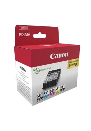ORIGINALE Canon Multipack nero / nero / ciano / magenta / giallo PGI-580+CLI-581 2078C007 1703 pagine