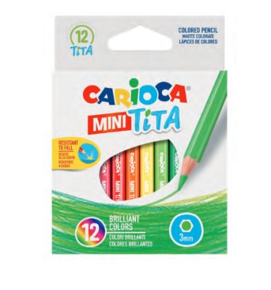 Carioca Mini Tita Verde, Verde chiaro, Arancione, Rosa, Rosso, Giallo 12 pz