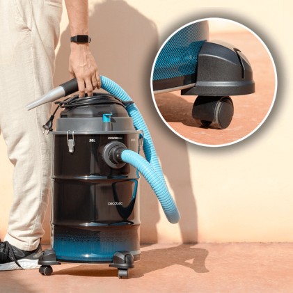 Aspirapolvere per cenere e pellet Cecotec Conga Ash 6000 EasyGo Home XL - Potenza 1500W - Capacit&agrave; 30L - Aspirazione 21kPa - Ruote e maniglia - Pulizia facile - Accessori inclusi - Nero e blu