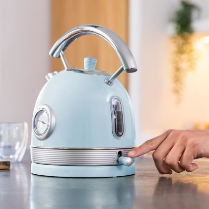 Bollitore Cecotec ThermoSense 420 Azzurro 2200W - Capacit&agrave; 1,8L - Acciaio Inossidabile - Filtro anticalcare - Base con rotazione a 360&ordm; - Indicatore temperatura - Stile vintage