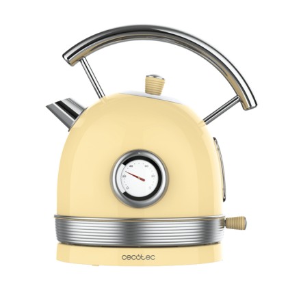 Bollitore Cecotec ThermoSense 420 giallo chiaro 2200 W - Capacit&agrave; 1,8 l - Acciaio inossidabile - Filtro anticalcare - Base con rotazione a 360&ordm; - Indicatore temperatura - Stile vintage