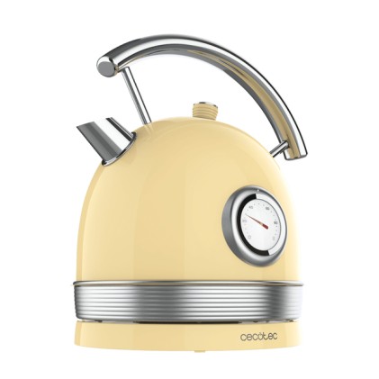Bollitore Cecotec ThermoSense 420 giallo chiaro 2200 W - Capacit&agrave; 1,8 l - Acciaio inossidabile - Filtro anticalcare - Base con rotazione a 360&ordm; - Indicatore temperatura - Stile vintage