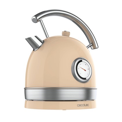 Bollitore Cecotec ThermoSense 420 Beige Chiaro 2200W - Capacit&agrave; 1,8L - Acciaio Inossidabile - Filtro anticalcare - Base con rotazione a 360&ordm; - Indicatore temperatura - Stile vintage