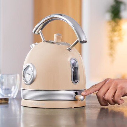 Bollitore Cecotec ThermoSense 420 Beige Chiaro 2200W - Capacit&agrave; 1,8L - Acciaio Inossidabile - Filtro anticalcare - Base con rotazione a 360&ordm; - Indicatore temperatura - Stile vintage