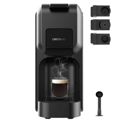 Macchina per caff&egrave; espresso Cecotec FreeStyle Compact nera, compatibile con capsule - 1350W - Termoblocco - Pressione 20 bar - Serbatoio 800 ml - Spegnimento automatico - Preriscaldamento rapido - Nera