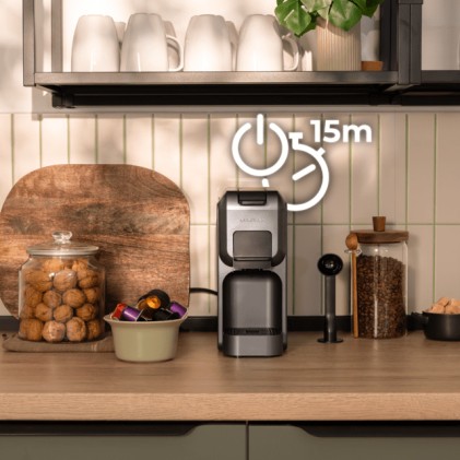 Macchina per caff&egrave; espresso Cecotec FreeStyle Compact nera, compatibile con capsule - 1350W - Termoblocco - Pressione 20 bar - Serbatoio 800 ml - Spegnimento automatico - Preriscaldamento rapido - Nera