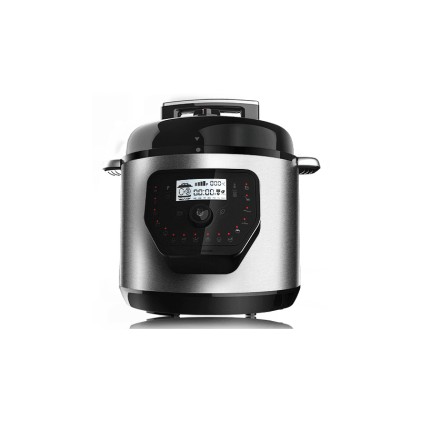 Cecotec H Deluxe GM Pentola programmabile con coperchio incernierato - Capacit&agrave; 6 litri - Antiaderente - Bilancia integrata - Display LCD - Ergonomica - Temperatura regolabile fino a 200&ordm;C - Controllo vocale - Nero e argento