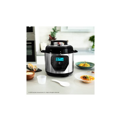 Cecotec H Deluxe GM Pentola programmabile con coperchio incernierato - Capacit&agrave; 6 litri - Antiaderente - Bilancia integrata - Display LCD - Ergonomica - Temperatura regolabile fino a 200&ordm;C - Controllo vocale - Nero e argento