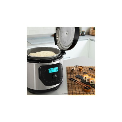 Cecotec H Deluxe GM Pentola programmabile con coperchio incernierato - Capacit&agrave; 6 litri - Antiaderente - Bilancia integrata - Display LCD - Ergonomica - Temperatura regolabile fino a 200&ordm;C - Controllo vocale - Nero e argento