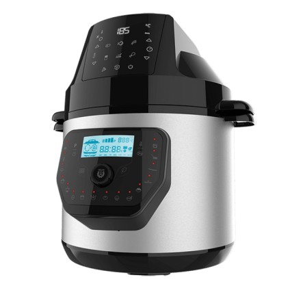 Cecotec H Deluxe Fry GM Cucina programmabile da 6 litri con testina friggitrice ad aria - Antiaderente - Bilancia - Display LCD - Ergonomica - Temperatura fino a 200&ordm;C - Controllo vocale - Nero e argento