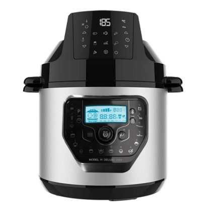 Cecotec H Deluxe Fry GM Cucina programmabile da 6 litri con testina friggitrice ad aria - Antiaderente - Bilancia - Display LCD - Ergonomica - Temperatura fino a 200&ordm;C - Controllo vocale - Nero e argento