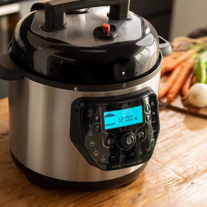 Cecotec H Deluxe Fry GM Cucina programmabile da 6 litri con testina friggitrice ad aria - Antiaderente - Bilancia - Display LCD - Ergonomica - Temperatura fino a 200&ordm;C - Controllo vocale - Nero e argento