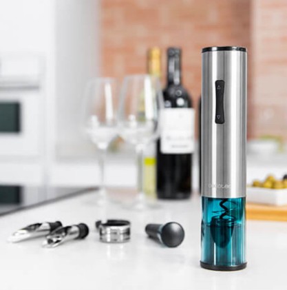 Cecotec 02310 cavatappo Apribottiglia di vino elettrico Blu, Acciaio inox