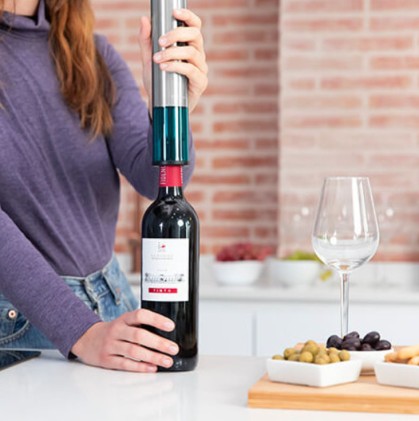 Cecotec 02310 cavatappo Apribottiglia di vino elettrico Blu, Acciaio inox