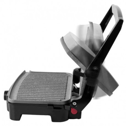 Cecotec Rock n Grill 1500 Grill Elettrico 1500W - Rivestimento Rockstone Stone - Regolatore di Temperatura - Apertura 180&ordm; - Superficie 28,7x17cm - Acciaio Inossidabile e Plastica