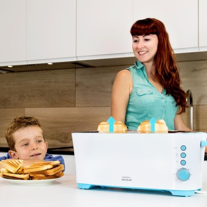 Tostapane elettrico Cecotec Toast & Taste 2L 1350W - 7 livelli di potenza - Capacit&agrave; per 4 toast - Include supporto per panini - Vassoio raccogli briciole