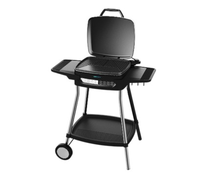 Cecotec PerfectCountry 2000 EasyMove Barbacoa Electrica - 2000W - Antiadherente - Tapa Abatible y Regulable - Bandeja Recogegrasas - Patas de Acero - Asa de Tacto Frio - Color Negro