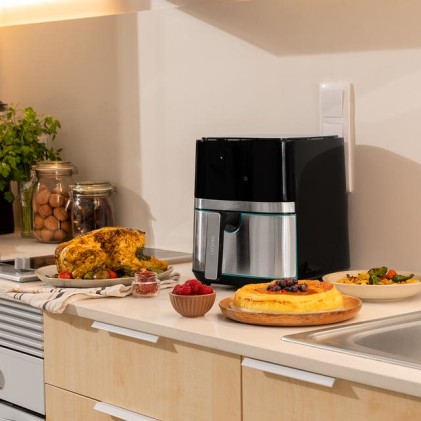Cecotec Cecofry Full Inox 5500 Friggitrice ad Aria Calda Connessa 1700W 5.5L - Cucina con l App Cecofry dal Cellulare - Pannello Touch Multifunzione - Termostato Regolabile - Finiture in Acciaio Inox