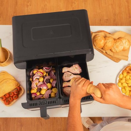 Cecotec Advance 9000 Doppia 9 L Indipendente 2800 W Friggitrice ad aria calda Nero, Acciaio inox