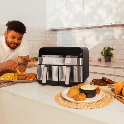 Cecotec Advance 9000 Doppia 9 L Indipendente 2800 W Friggitrice ad aria calda Nero, Acciaio inox