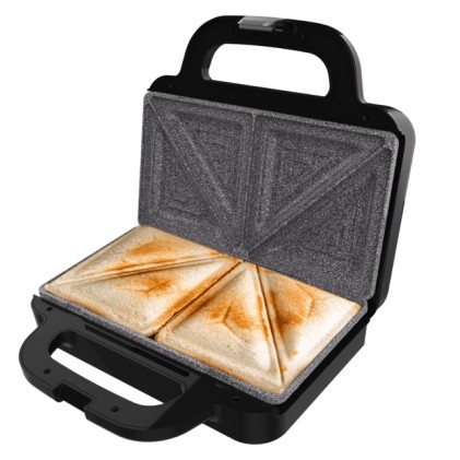 Cecotec Rock'nToast Deep Classic Sandwichera - 1000W - Capacidad para 2 Sandwiches - Placas Triangulares - Antiadherente - Acero Inoxidable - Indicador Luminoso - Base Antideslizante - Color Negro