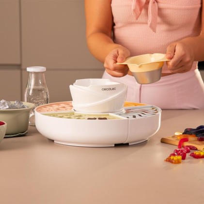 Cecotec Fun and Sugar Gummy Candy Maker - Potenza 40W - Fonduta di cioccolato - Include 4 stampi in silicone - Vassoi rimovibili - Facile da pulire - Bianco