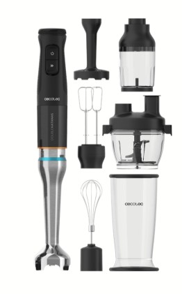 Cecotec 03963 frullatore Frullatore ad immersione 1500 W Nero, Acciaio inox