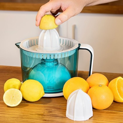 Cecotec ZitrusEasy Basic Spremiagrumi manuale 40 W Trasparente, Turchese, Bianco
