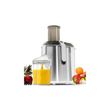 Frullatore orbitale Cecotec StrongTitanium 19000 XXL - 2000W - 19000 giri/min - Serbatoio da 2 litri - Brocca per succhi da 950 ml - Beccuccio antigoccia - Base antiscivolo - Ingresso di alimentazione XXL da 75 mm - Colore acciaio e bianco