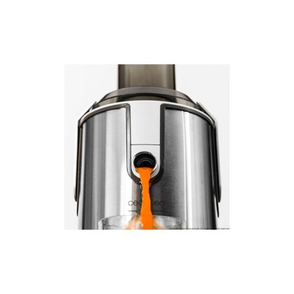 Frullatore orbitale Cecotec StrongTitanium 19000 XXL - 2000W - 19000 giri/min - Serbatoio da 2 litri - Brocca per succhi da 950 ml - Beccuccio antigoccia - Base antiscivolo - Ingresso di alimentazione XXL da 75 mm - Colore acciaio e bianco