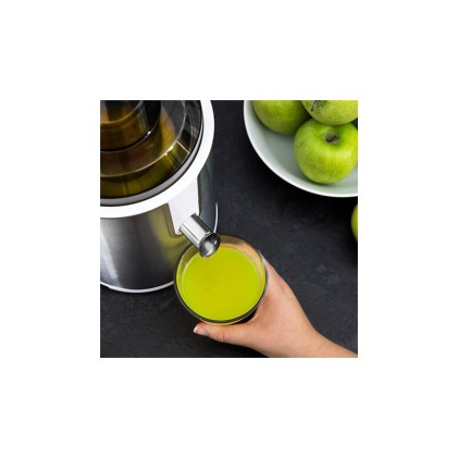 Frullatore orbitale Cecotec StrongTitanium 19000 XXL - 2000W - 19000 giri/min - Serbatoio da 2 litri - Brocca per succhi da 950 ml - Beccuccio antigoccia - Base antiscivolo - Ingresso di alimentazione XXL da 75 mm - Colore acciaio e bianco