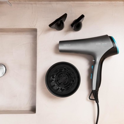 Asciugacapelli Cecotec Bamba IoniCare 5320 Flashlook Nero 2200W AC - Ioni Reali - Funzione Aria Fredda - 3 Temperature - 2 Velocit&agrave; - 2 Ugelli e Diffusore