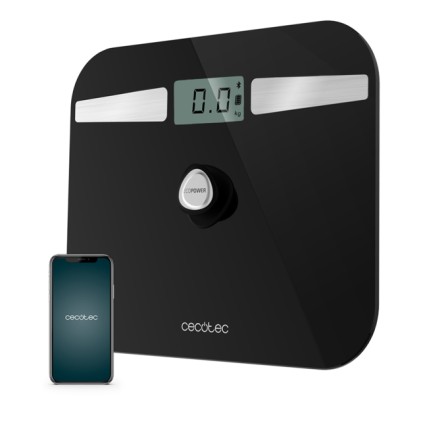 Cecotec Surface Precision EcoPower 10200 Smart Healthy Quadrato Nero, Argento Bilancia pesapersone elettronica