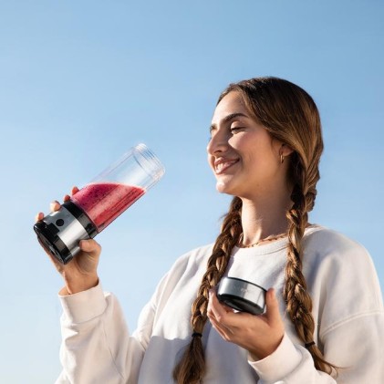 Cecotec 04396 frullatore 0,4 L Frullatore portatile 126 W Nero, Acciaio inox